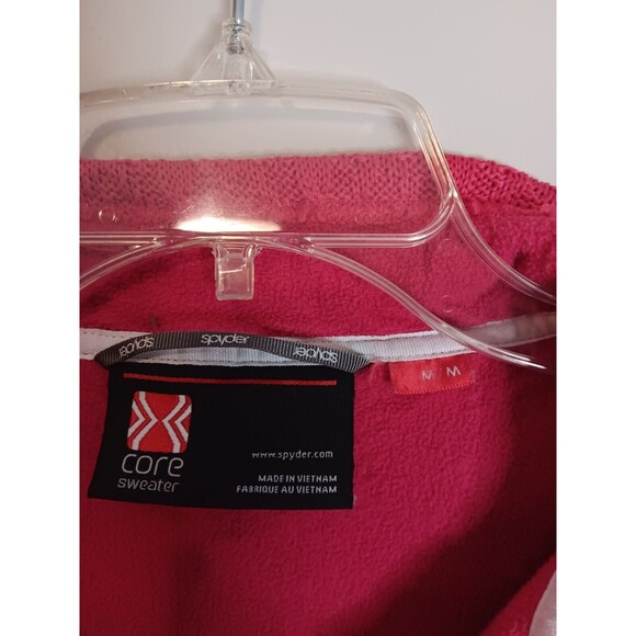 SPYDER Hot Pink Ribbed Knit Zip Front Core Sweater Jacket Women’s Sz Medium - Picture 2 of 6